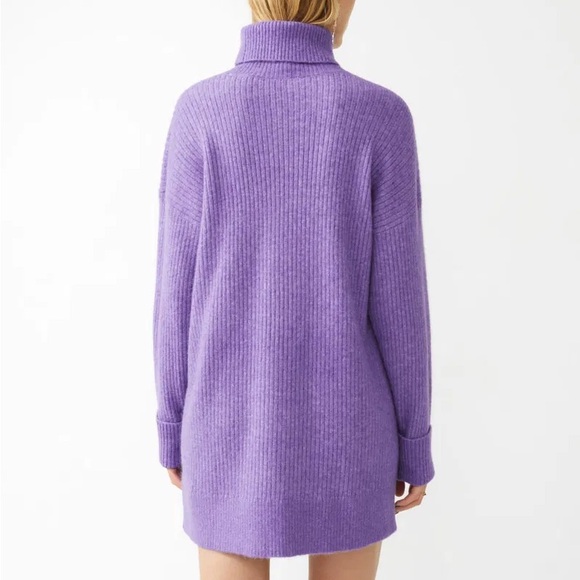 & Other Stories Purple Alpaca Wool Ribbed Turtleneck Sweater Dress - Large - Picture 4 of 8